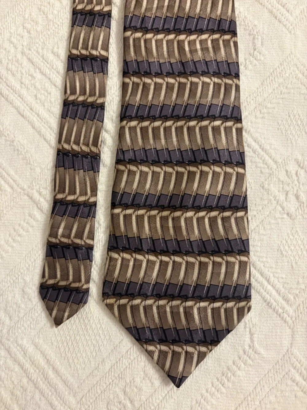 Vintage Pierre Cardin 100% Silk Geometric Pattern Wide Necktie